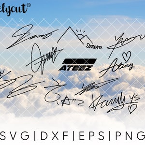 Kpop Ateez Signatures SVG Cut File Template for Cricut, Silhouette, Cutting Machines, ateez ating svg, kpop clipart, ateez signatures png