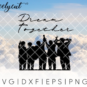 Kpop TXT Dream Together SVG Cut File Template for Cricut, Silhouette, Cutting Machines, kpop svg, kpop boyband behind silhouette clipart