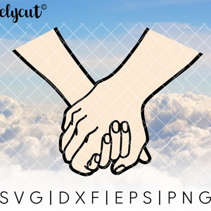 Holding Hands SVG Cut File Template for Cricut, Silhouette, Cutting Machines, Holding Hands Clipart, Two Hands PNG, Hands Together Clipart,
