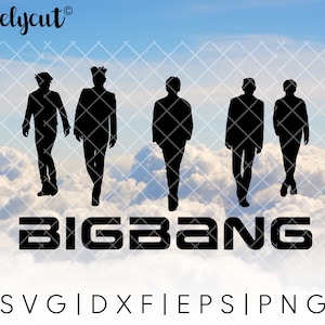 Kpop Bigbang SVG Cut File Template for Cricut, Silhouette, Cutting Machines, kpop bigbang silhouette svg, bigbang clipart, kpop png