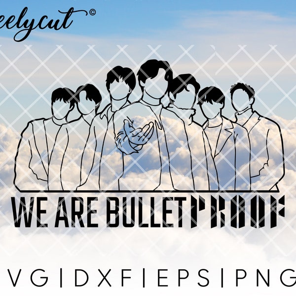 BTS We are Bulletproof SVG Cut File Template for Cricut, Silhouette, Cutting Machines, bts svg, bts line artwork, kpop silhouette clipart