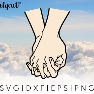 Couple Interlocked Holding Hands SVG Cut File Template for Cricut, Silhouette, Cutting Machines, Two Interlocking Hands SVG, Hands Clipart