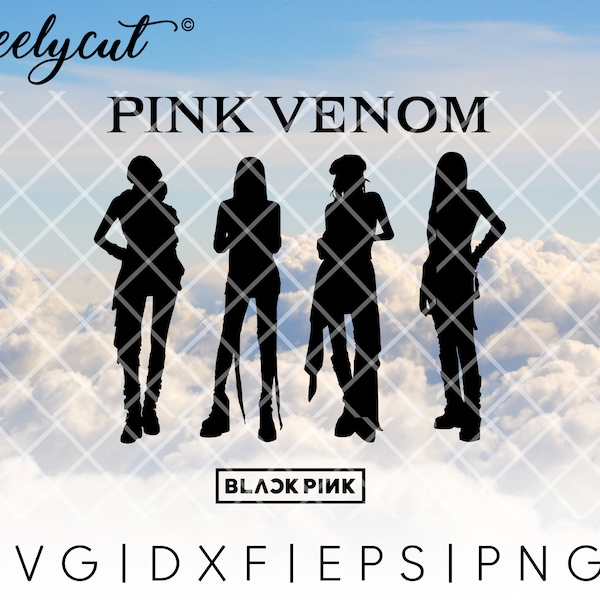 BLACKPINK Roze Venom SVG Cut File Template voor Cricut, Silhouet, Snijmachines, blackpink svg, kpop roze gif clipart