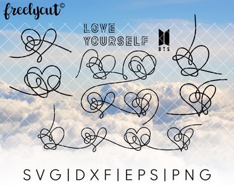 BTS Love Yourself Hearts Package SVG Cut File Template for Cricut, Silhouette, Cutting Machines, Line Hearts Clipart, bts love yourself svg