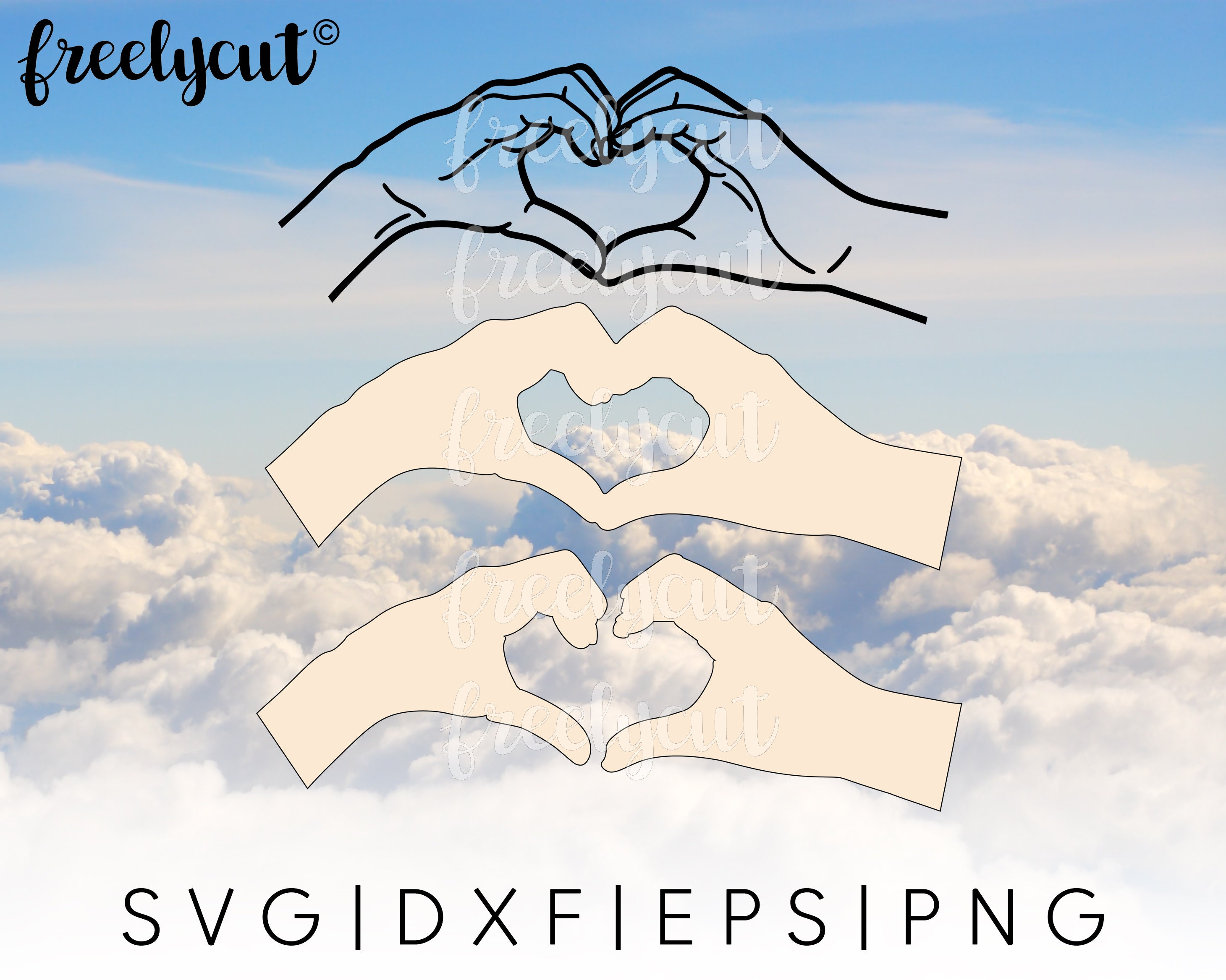 Heart With Hands SVG Cut File Template for Cricut, Silhouette, Cutting ...