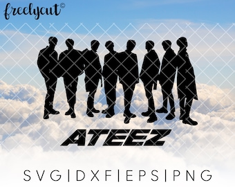 Kpop Ateez SVG カット ファイル テンプレート (Cricut、シルエット、カッティング マシン用)、Ateez シルエット SVG、Ateez ロゴ クリップアート、kpop svg
