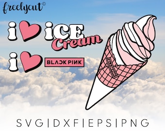 BLACKPINK Ice Cream Cone SVG Cut File Template for Cricut, Silhouette, Cutting Machines, Blackpink Clipart, Kpop soft Icecream cone svg