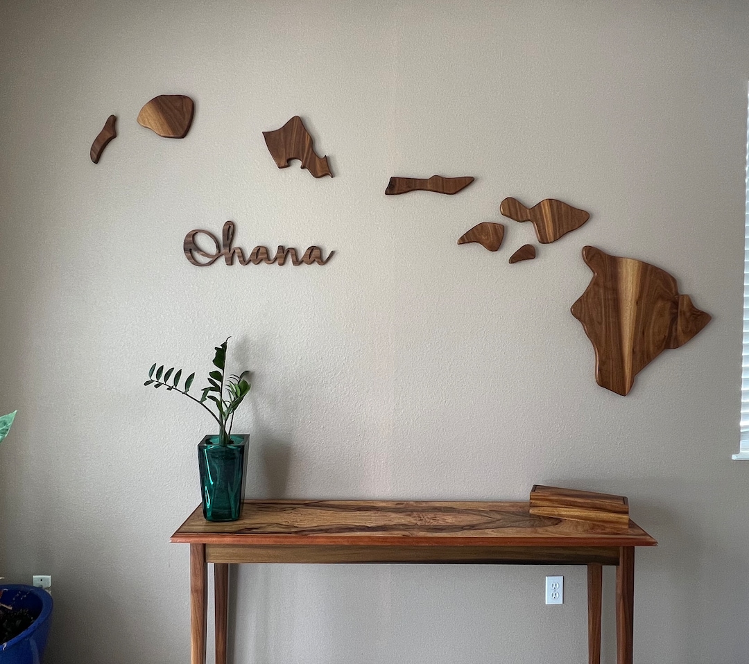 Wooden Hawaiian Island Wall Art, Hawaiian Island Wall Decor, Wooden