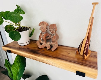 Rustic floating Shelf -Hawaiian hardwoods Monkey Pod, Mango, Walnut, Cherry - Unique Home Decor Piece, brackets included