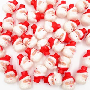 39 Vintage Plastic Blow Mold Christmas Santa Head Mini Light Bulb Covers Retro