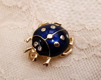 Broche coléoptère bleue, bijoux vintage Scarab Bug Insect, Collar Bar Pin