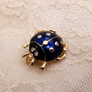 Blue Beetle Brooch, Vintage Scarab Bug Insect jewelry, Collar Bar Pin