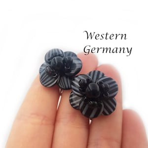 Flower petal witchy non pierced earrings, Vintage Western Germany screw back stripped botanical cottagecore earrings,  Fake clip on earrings