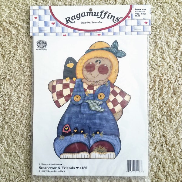 Ragamuffins Iron On Transfer, Halloween, Scarecrow and Friends, Vintage 90s', DIY project, Non-toxic