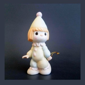 Precious Moments Bless The Days Of Our Youth Clown Figurine, Vintage Porcelain Bisque Collectible Clown Figurine Taiwan 1985