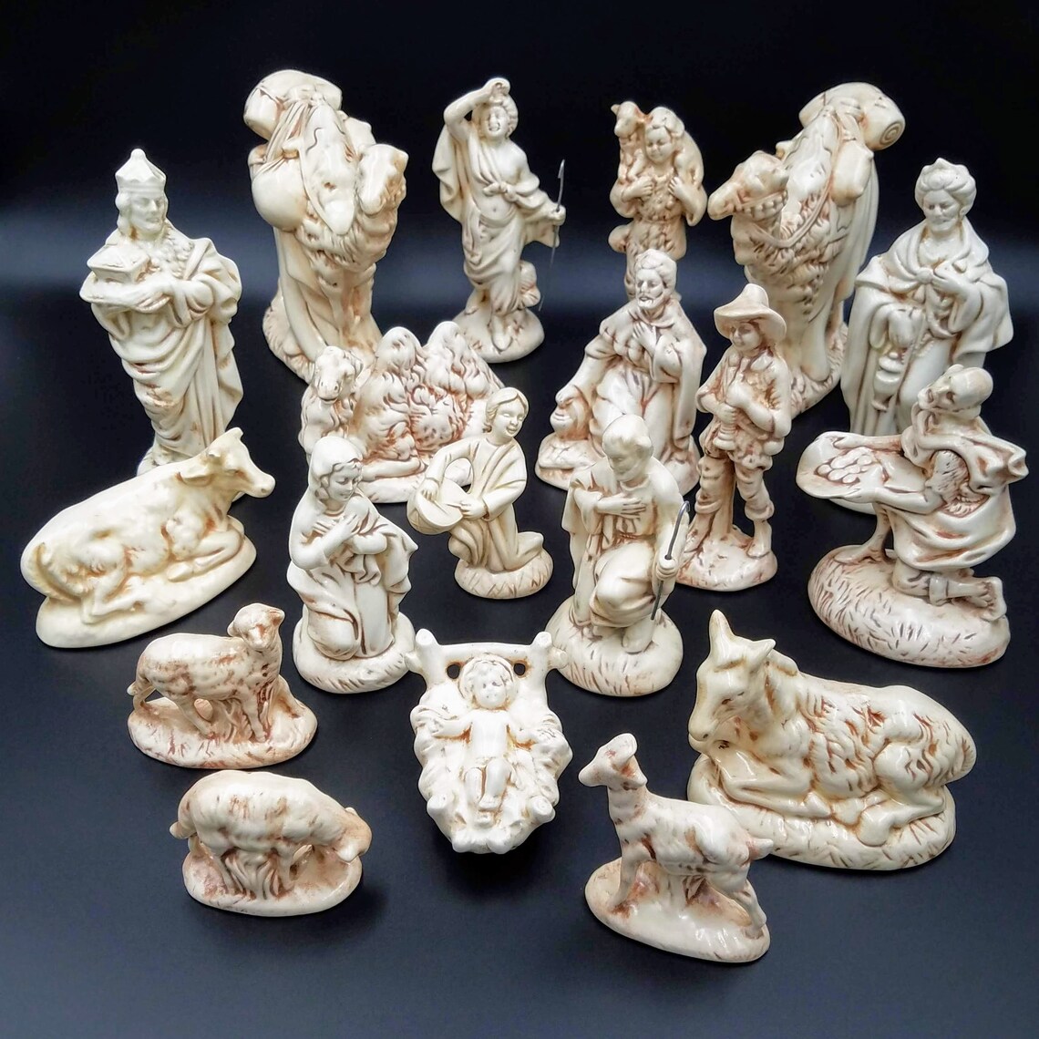 Nativity set 19 pieces Atlantic mold glazed ceramic nativity Etsy