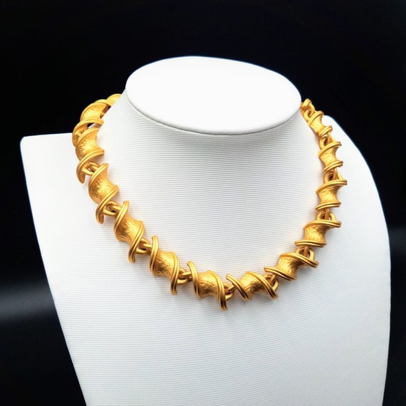 Anne Klein gold choker, Vintage link collar neckl… - image 1