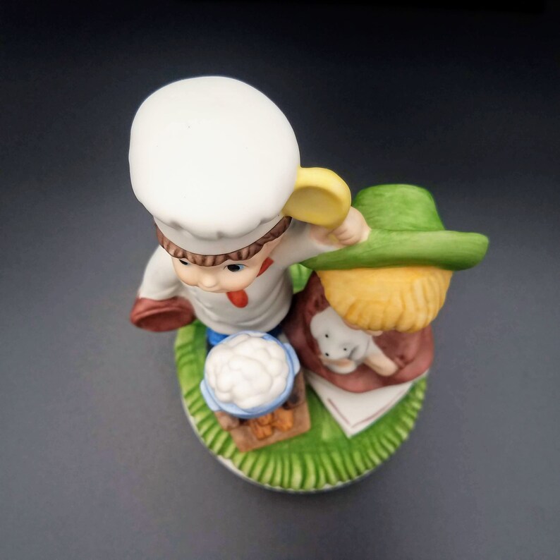 Vintage Chef Cook Porcelain Bisque Collectible Figurine Music Box it's