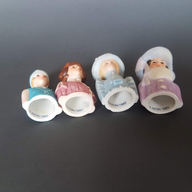 4 Avon American Fashion Silhouettes Thimbles Vintage collectible