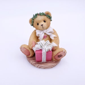 Cherished Teddies MARGY &quot;I&#39;m Wrapping Up A Little Holiday Joy To Send Your Way&quot; Christmas Teddy Bear Miniature collectible figurine