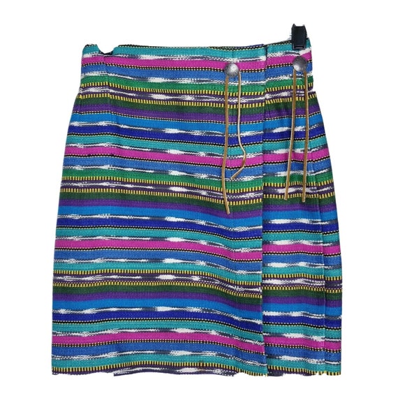 80s Vintage Tribal Blanket Mini Skirt Size 4 Stri… - image 7