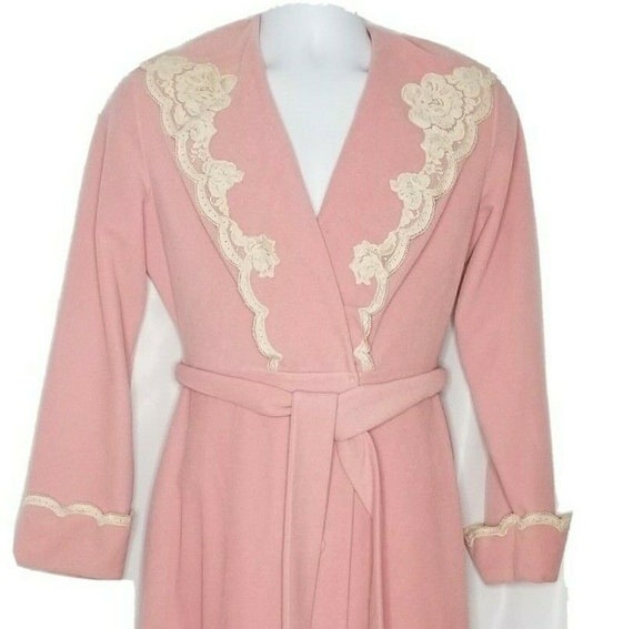 Vintage Vanity Fair Long Velour Robe Size 14 Rose… - image 1