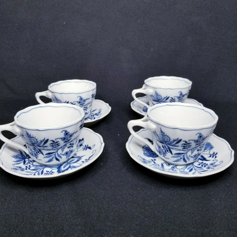 Vintage Blue Danube Cup and Saucer Set of 4 Mint Condition - Etsy