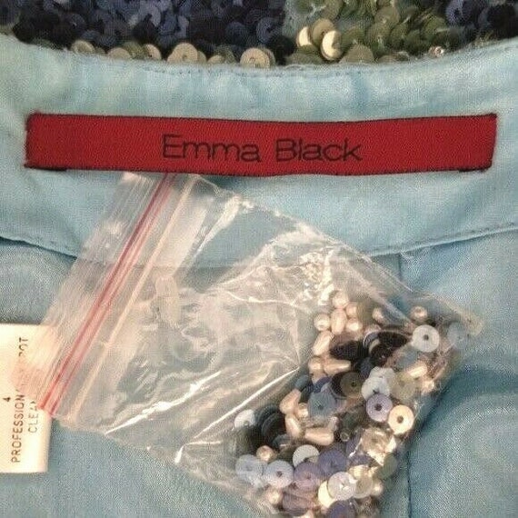 New Vintage Emma Black Sequin Silk Skirt Size 4 B… - image 3