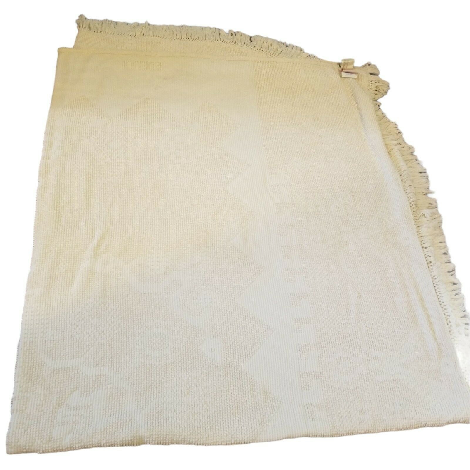 Vtg Bates Washington Bedspread Coverlet Ivory Farmhouse Cottage Etsy