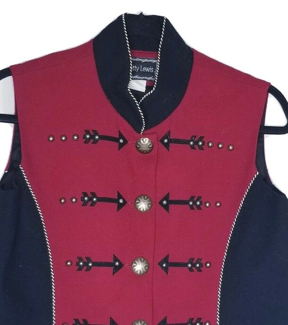 Vintage Patty Lewis Wool Western Vest Red Black Si