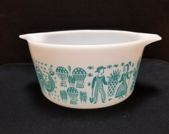 Vintage Pyrex Amish Butterprint 1 Qt Ovenware Turquoise Mixing Bowl Mint Cond