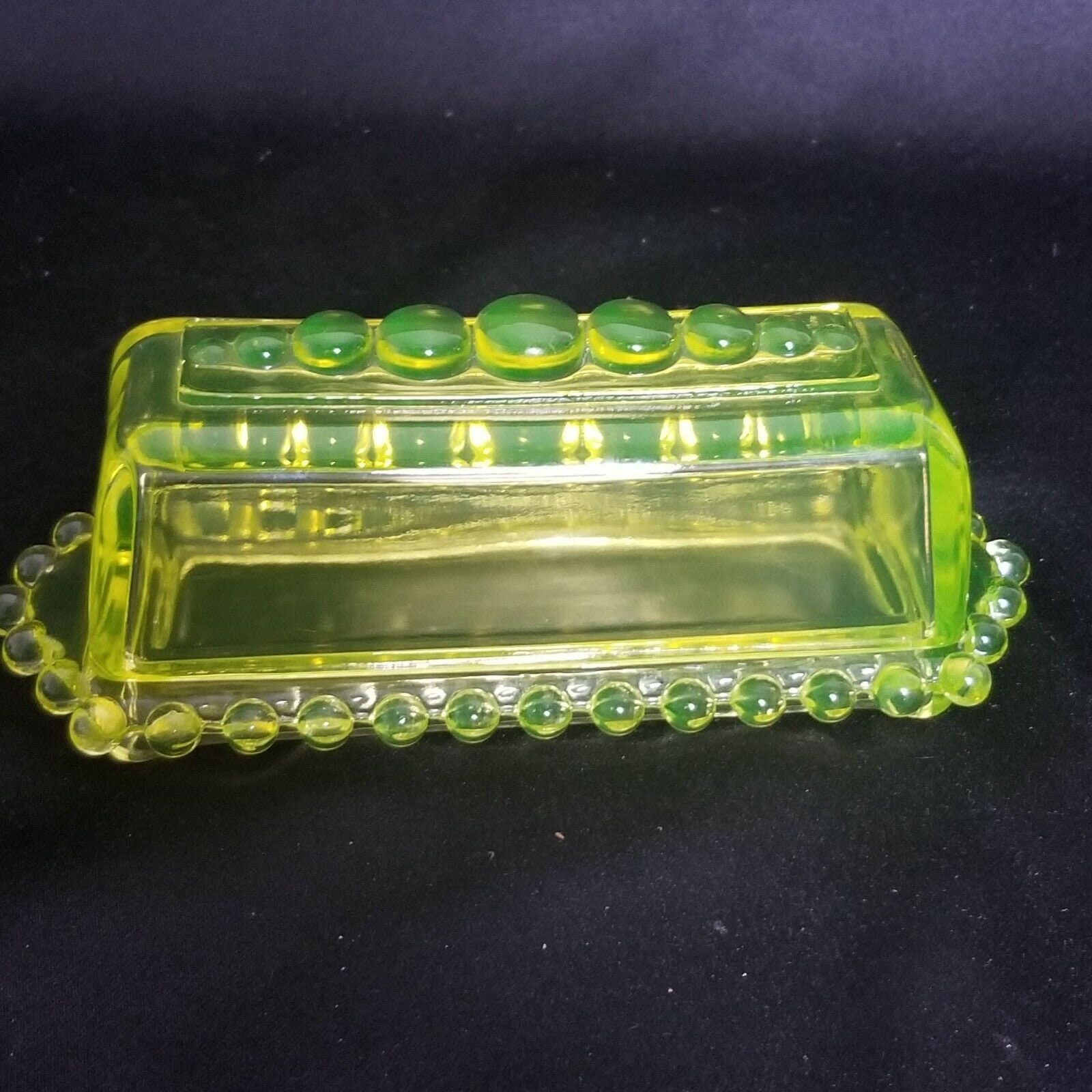 Extremely Rare Vintage Uranium Glass Button Style Butter Dish Etsy