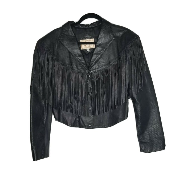 Vintage El Venado Women/'s Western Cropped Jacket wFringe SZ M Genuine Leather