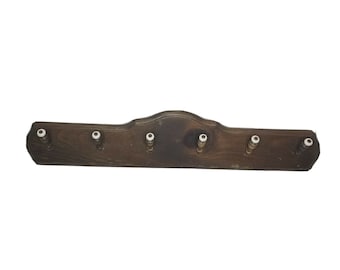 Vintage Wood Coat Rack with Porcelain Knobs 30" long