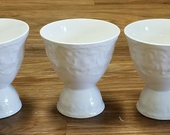 Set of 3 Rare Pope Gosser Rose Point Double Egg Cups 1930s