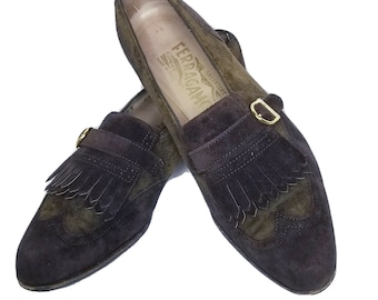 Salvatore Ferragamo Womens Sz 5.5 Suede Kiltie Tasseled Loafers Shoes ITALY