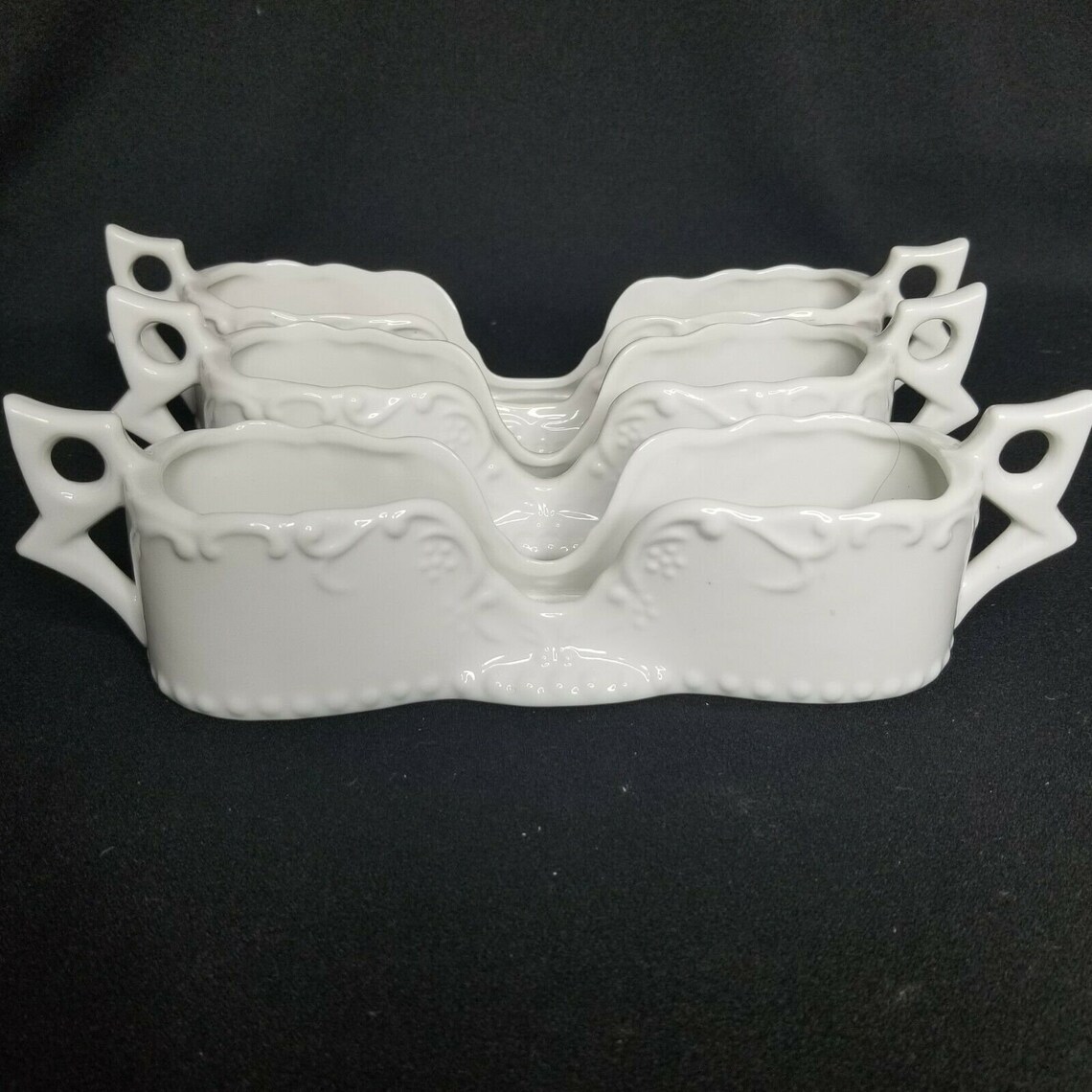 Buffet Flatware Holder Set of 3 White Porcelain Silverware Etsy