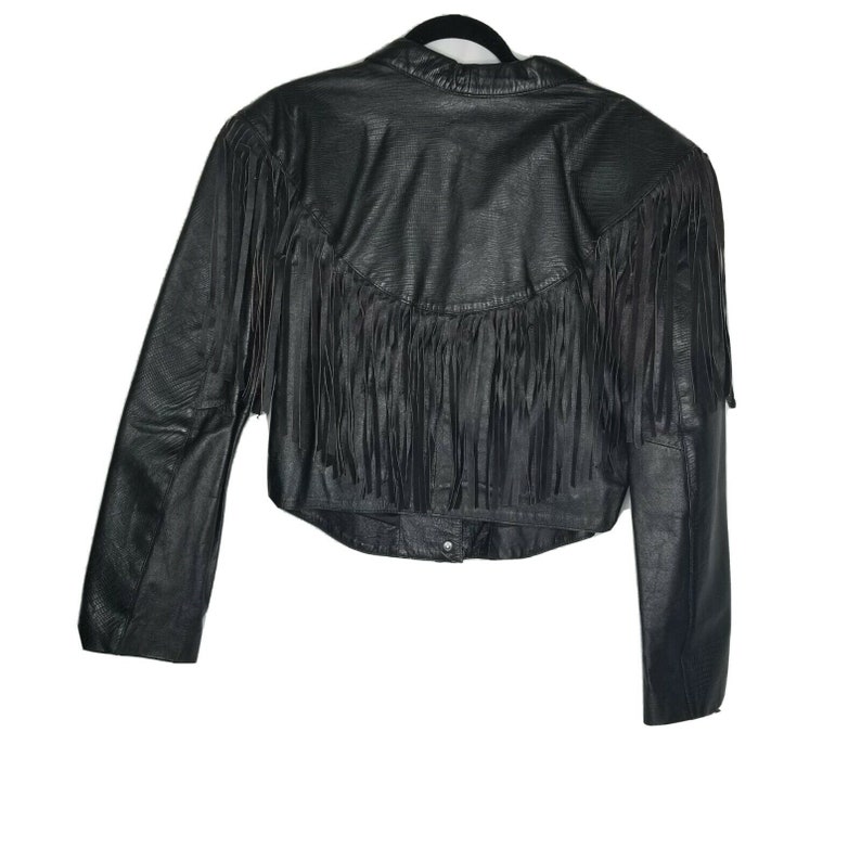 Vintage El Venado Women/'s Western Cropped Jacket wFringe SZ M Genuine Leather