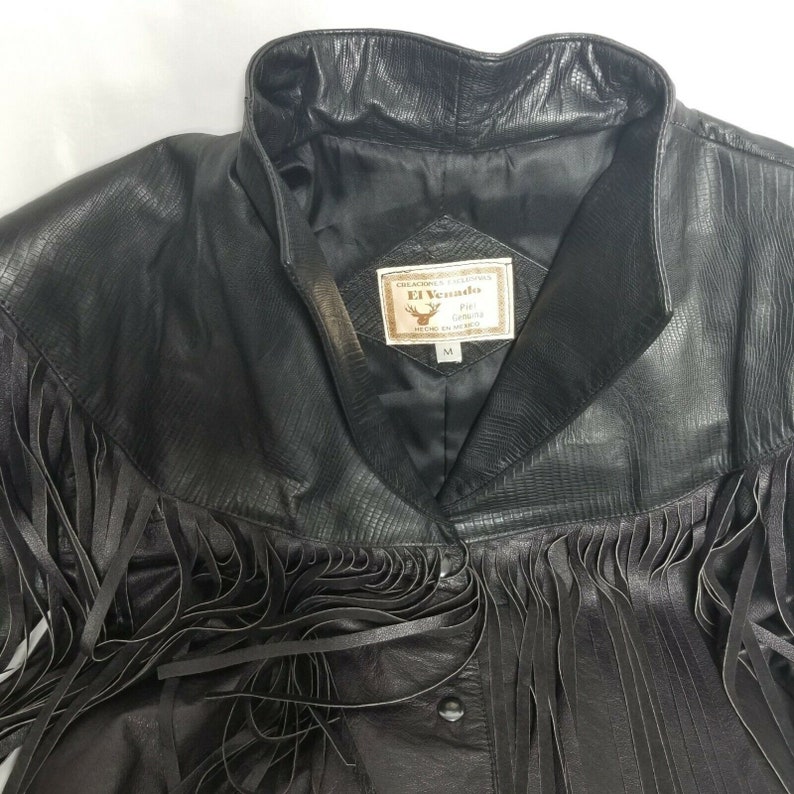 Vintage El Venado Women/'s Western Cropped Jacket wFringe SZ M Genuine Leather