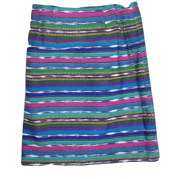 80s Vintage Tribal Blanket Mini Skirt Size 4 Stri… - image 2