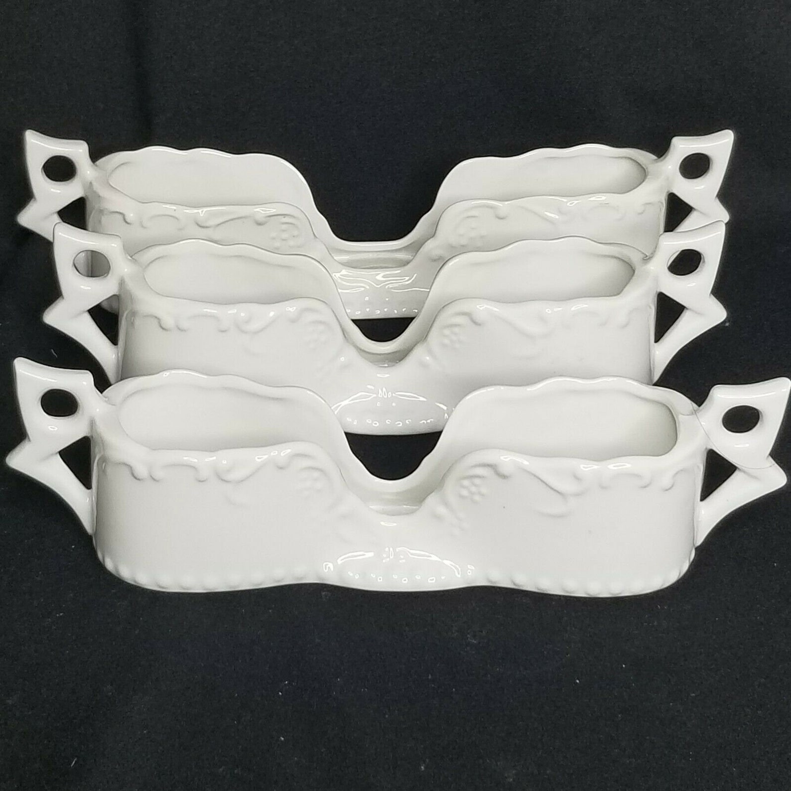 Buffet Flatware Holder Set of 3 White Porcelain Silverware Etsy