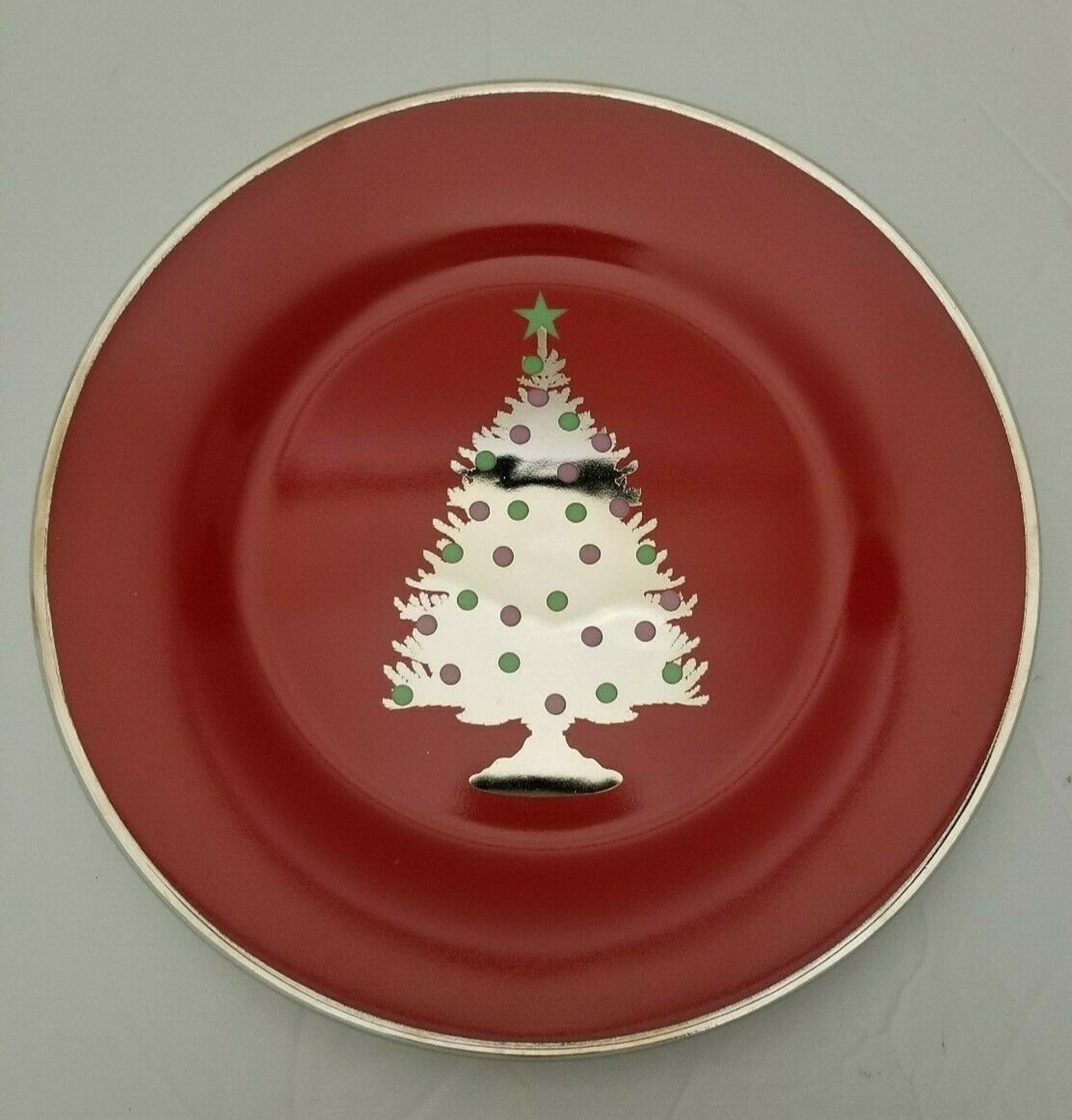 Swell Christmas Tree plate set of 4 multi color set 8 inch Etsy