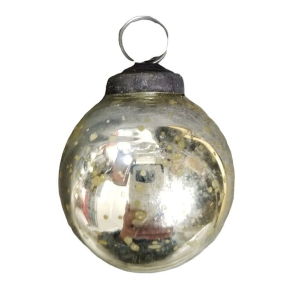 Vintage Glass Kugel Style Silver Ball Christmas Tree Ornament 2 1/4"