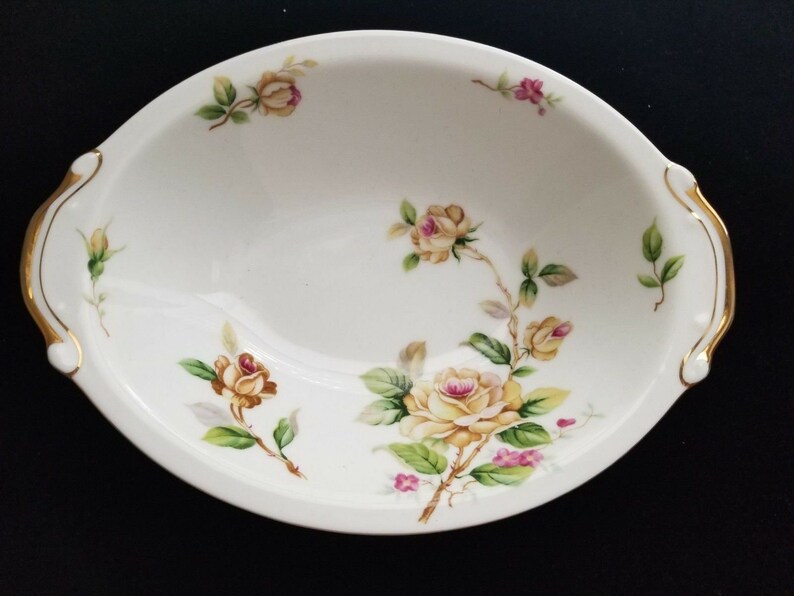 Vintage Lynmore Fine China Golden Rose 10 Oval Vegetable Etsy