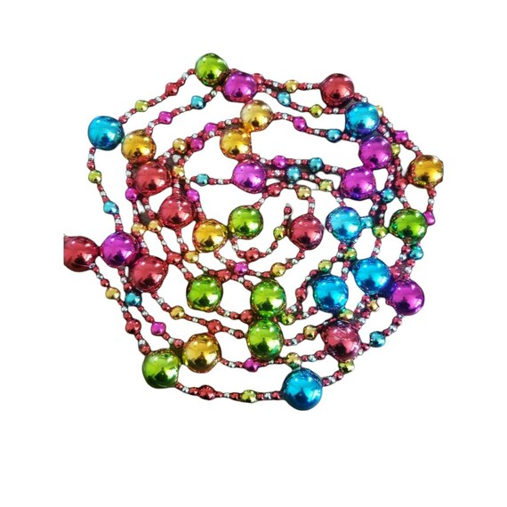 Vintage Inspired Christmas Garland Beads Plastic Red Pink Blue Etsy