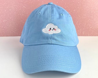 Bonnet brodé Happy Cloud avec sangle arrière réglable, adulte unisexe, casquette de baseball souple pour le printemps, chapeaux papa nuageux, joli cadeau de broderie