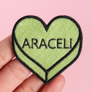 Personalized Name, Word Or Date Iron Patch, Candy Heart Sew On Patch, Heart Patches for Hats Purses Backpacks, Sew On Patch, Anti Valentine image 3