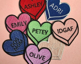 Iron On Heart Patch Personalized Date Patch Heart Shaped Patch Fabric Patch Personalized Embroidery Patch Personalized Appliqu\u00e9