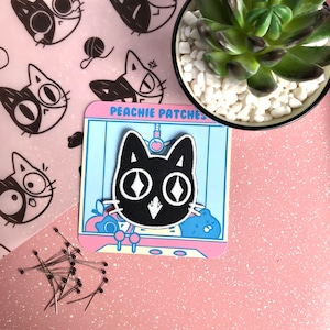 Glow in the Dark Aufgeregte Katze Aufbügler für Kleidung, Rucksäcke, Taschen, etc. Kätzchen Aufnäher, Happy Kitty Stickerei, Stocking Stuffer