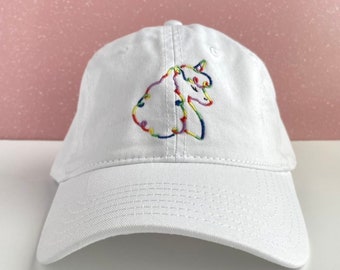 Colorful Unicorn Embroidered Hat with Adjustable Strap Back, Adult Unisex, Rainbow Baseball Cap, Magical & Cute Dad Hats, Embroidery Gift